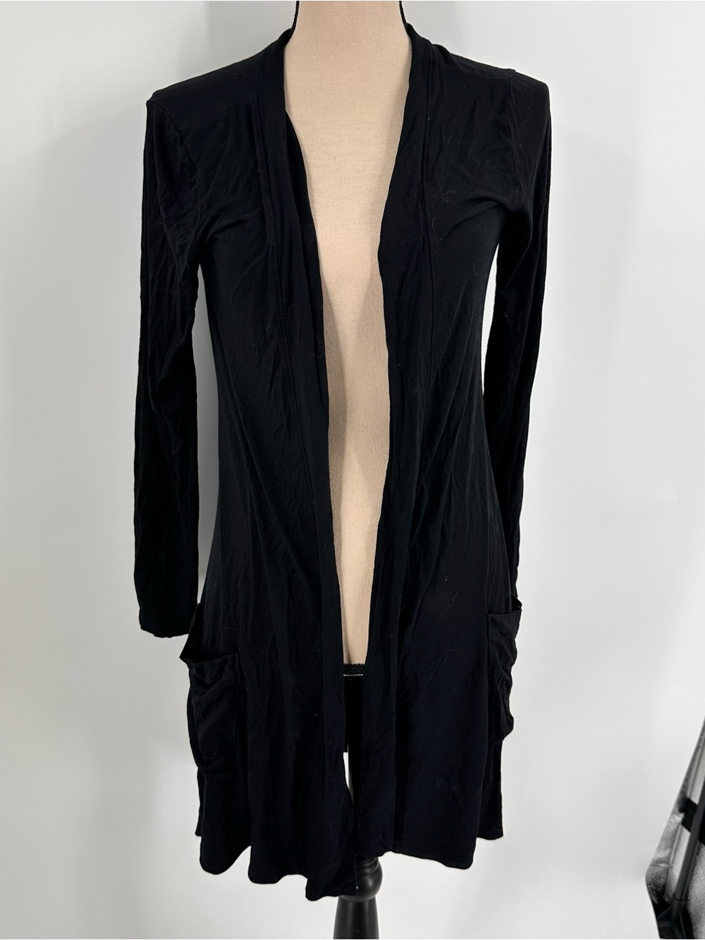 Moosejaw Open Cardigan Duster Black Women Small Stretch Lightweight Office USA